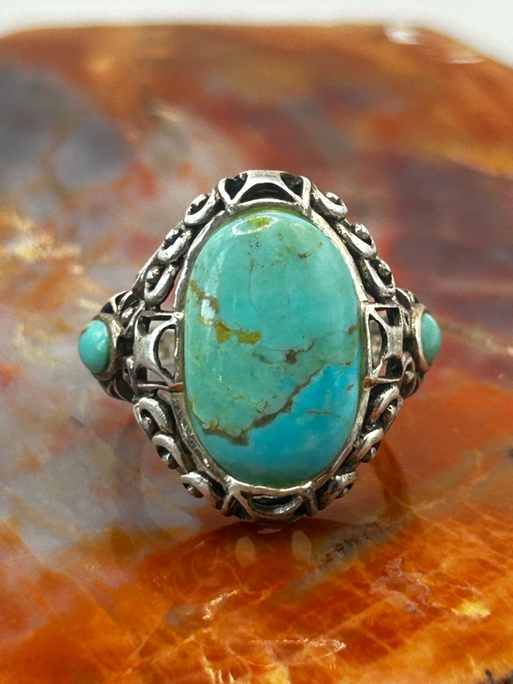 Sterling Silver Turquoise Ring - Size 9